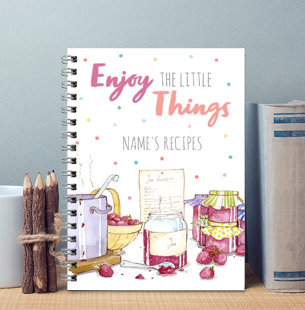 Recipes Personalised Notebook, Enjoy the Little Things
