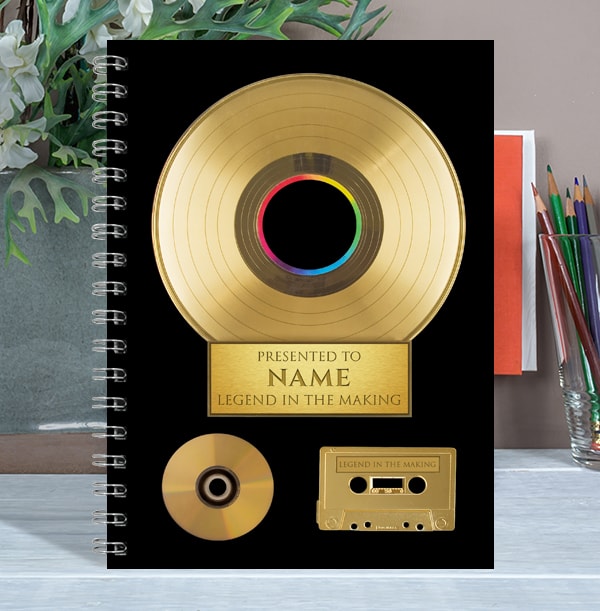 Personalised Gold Record Music Notebook