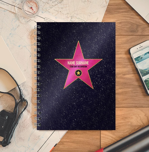Pink Star Occupation Personalised Notebook