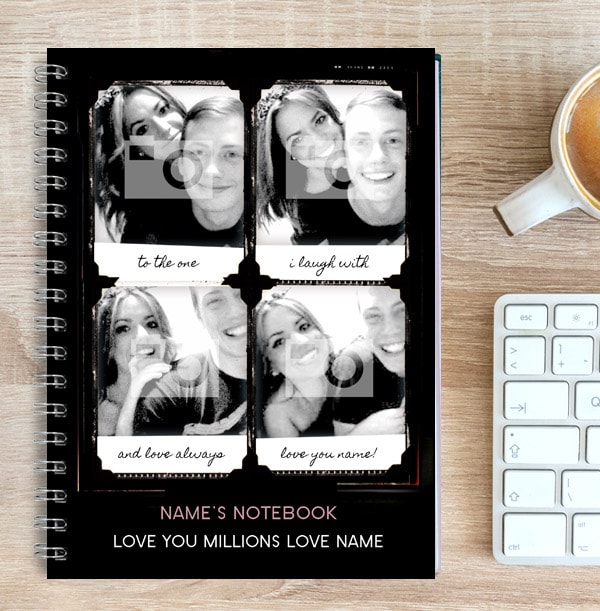 Retro Booth Romance Photo Notebook, Black & White