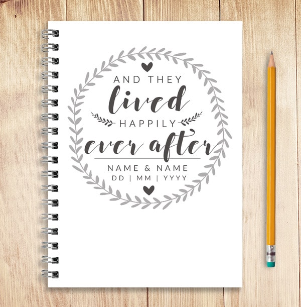 Happily Ever After Personalised Wedding Guest Notebook