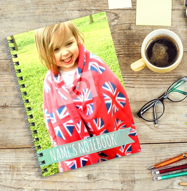 Full Photo & Turqoise Text Banner Notebook