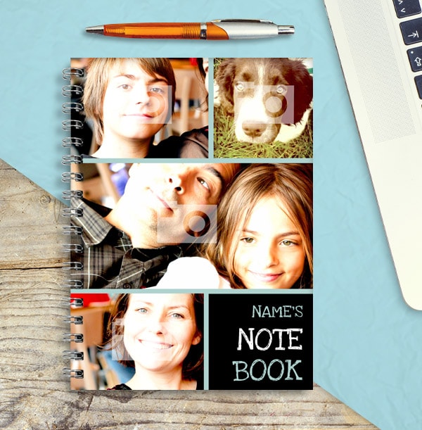 4 Photo Collage Personalised Name Notebook
