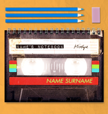 Rewind Red Cassette Notebook