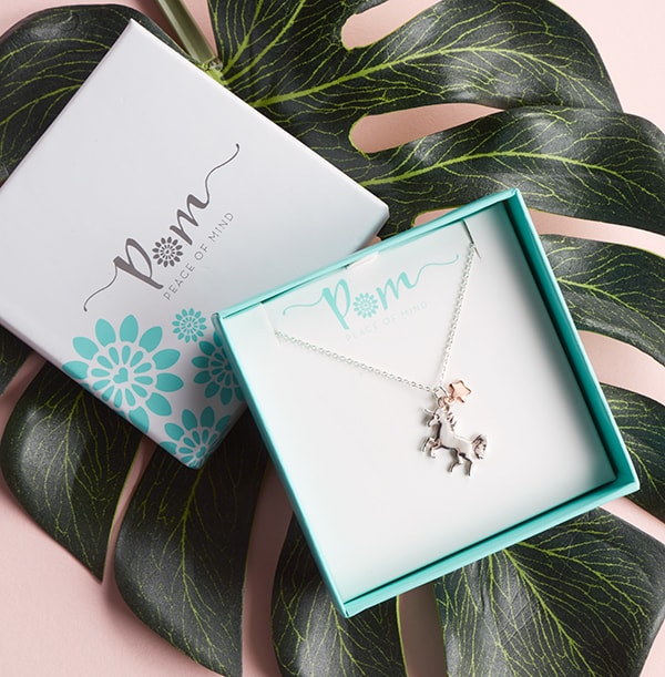zdisc Dancing Silver Plated Unicorn & Rose Gold Star Necklace