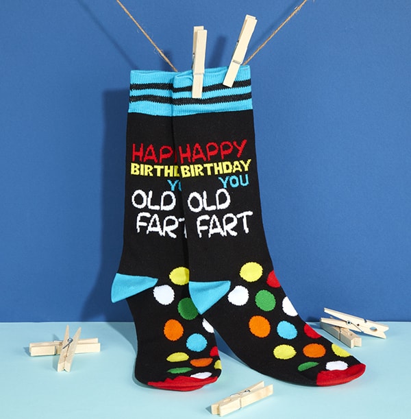 Men's Happy Birthday Old Fart Socks Size 6-11
