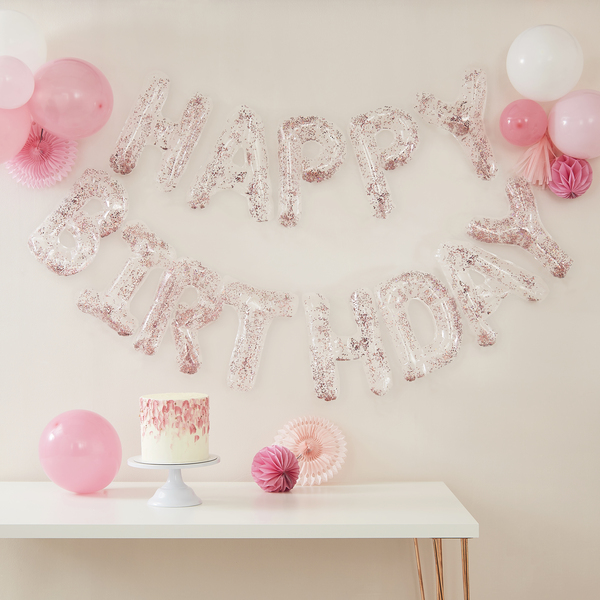 Confetti Filled Happy Birthday Balloon Bunting