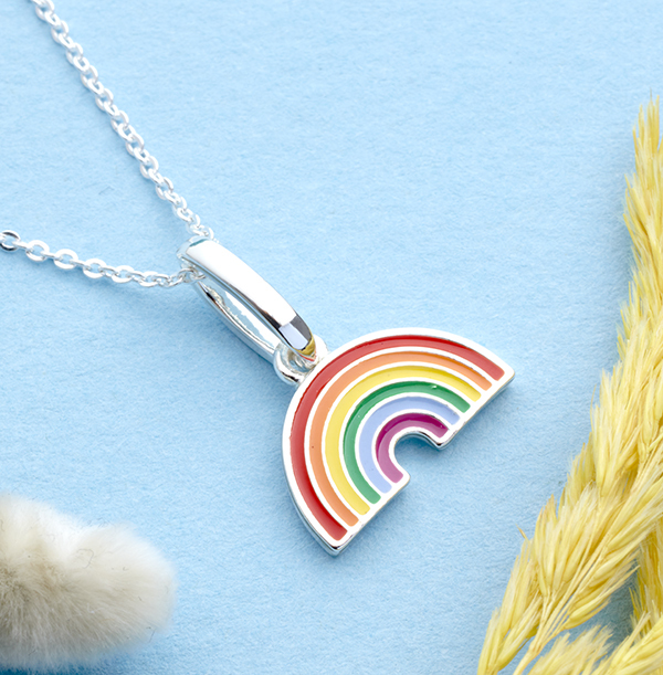 Silver Plated Enamelled Rainbow Necklace