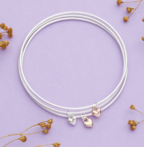 Triple Wire Hearts Bangle