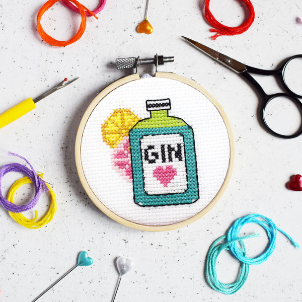Gin Mini Cross Stitch Kit