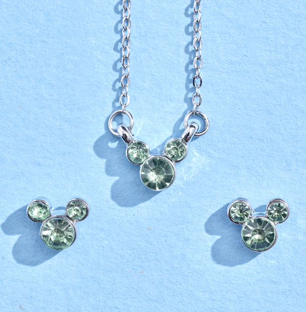 Disney August Birthstone Mickey & Minnie Jewellery Set