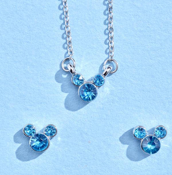 Disney December Birthstone Mickey & Minnie Jewellery Set