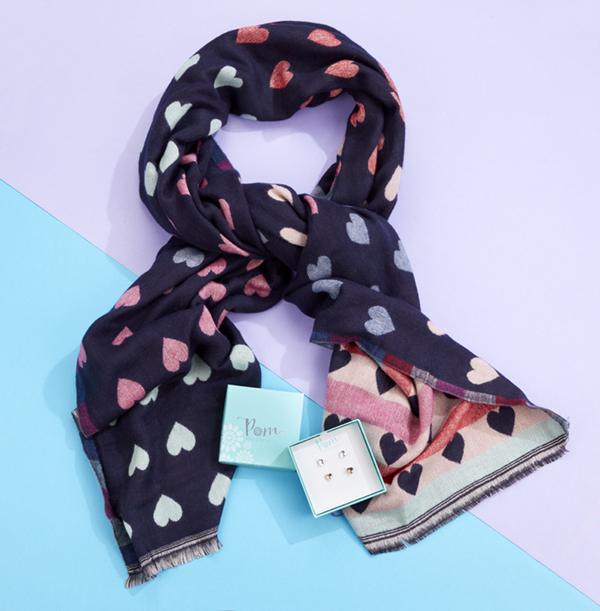 Jacquard Heart Scarf & Earring Set RRP £29.98 NOW £19.99