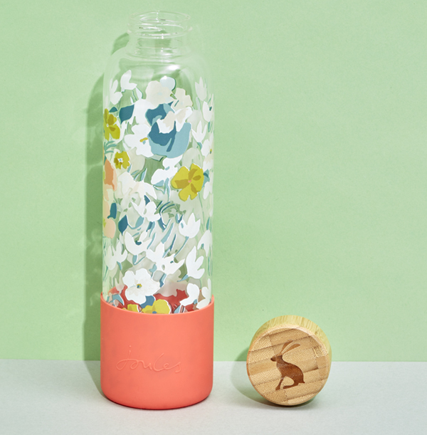 Joules Glass Water Bottle Floral Funky Pigeon