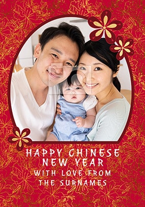 Happy Chinese New Year Floral Photo Card