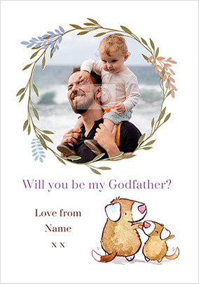 Godfather cute photo Christening Card