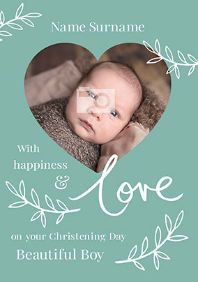 Beautiful Boy Christening Day photo Card