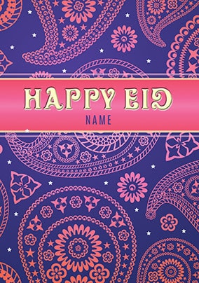 Happy Eid Pink Personalised Card