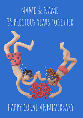 35 Years - Coral Anniversary Personalised Card