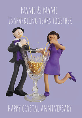 15 Years - Crystal Anniversary Personalised Card