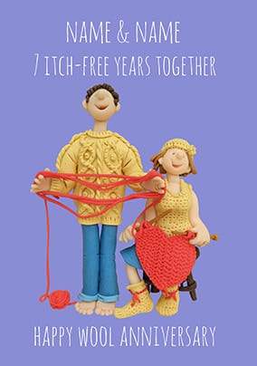 7 Years - Wool Anniversary Personalised Card