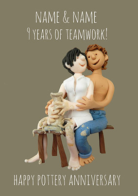 9 Years - Pottery Anniversary Personalised Card