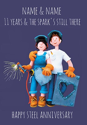 11 Years - Steel Anniversary Personalised Card