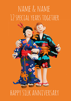 12 Years - Silk Anniversary Personalised Card