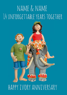 14 Years - Ivory Anniversary Personalised Card
