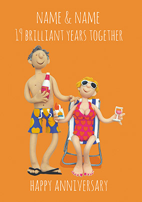 19 Years - Brilliant Anniversary Personalised Card