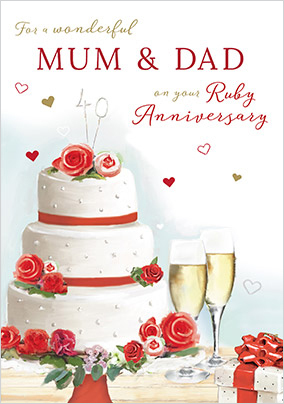 Mum & Dad Ruby Anniversary Personalised Card