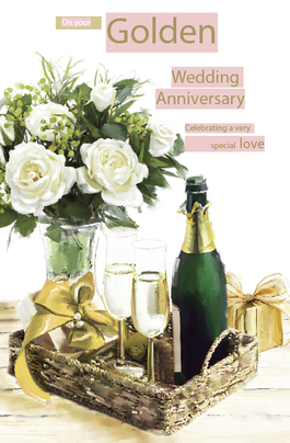 Golden Wedding Anniversary Personalised Floral Card