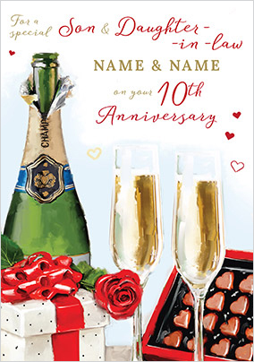 Son & Daughter in Law 10th Anniversary Personalised Card