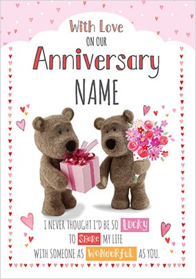 Barley Bear - On Our Anniversary Personalised Card
