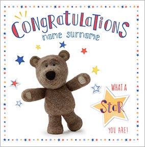 Barley Bear - Congratulations Personalised Card