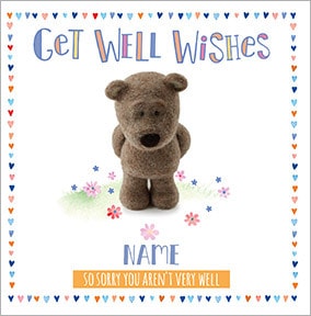 Barley Bear - Get Well Wishes Personalised Card