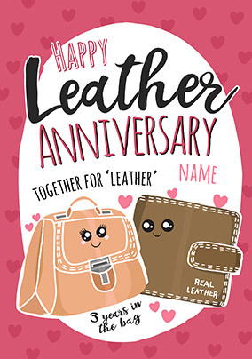 3rd Anniversary Leather personalised Card