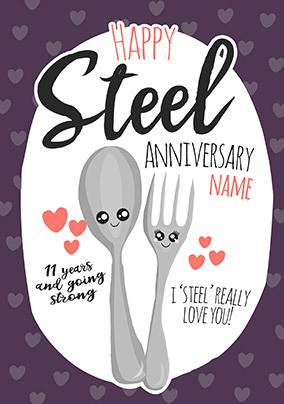 11th Anniversary Steel personalised Card