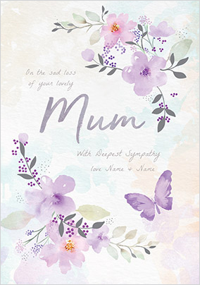 Sad Loss of Mum Personalised Sympathy Card