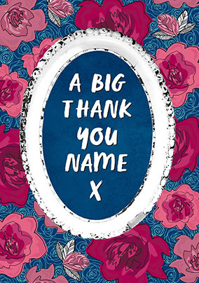 Big Roses Thank You Personalised Card