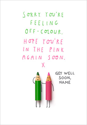 In the Pink again Get Well Soon personalised Card