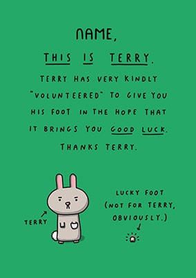 Lucky Rabbit Foot Personalised Card