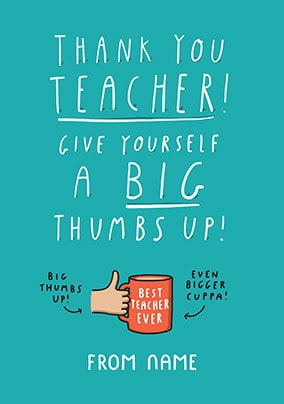 Thank You Teacher Thumbs Up Personalised Card