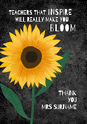 Inspire and Bloom Thank You Teacher Card