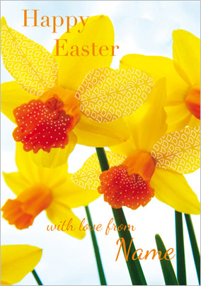 Framed- Easter Card Yellow Daffodils