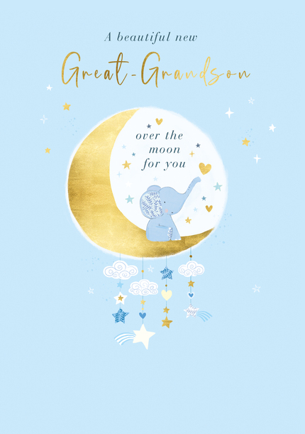 Moon New Baby Great Grandson Card