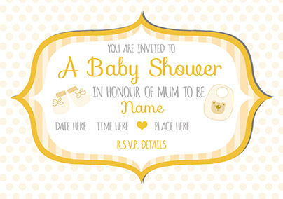 Baby Shower Invitation - Yellow Dots