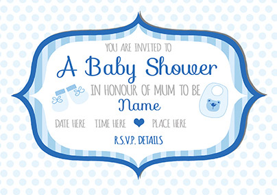 Baby Shower Invitation - Blue Dots