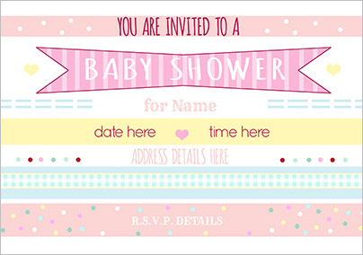 Baby Shower Invitation - Pink Banner