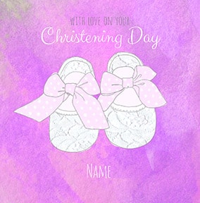 Pink Shoes Christening Card